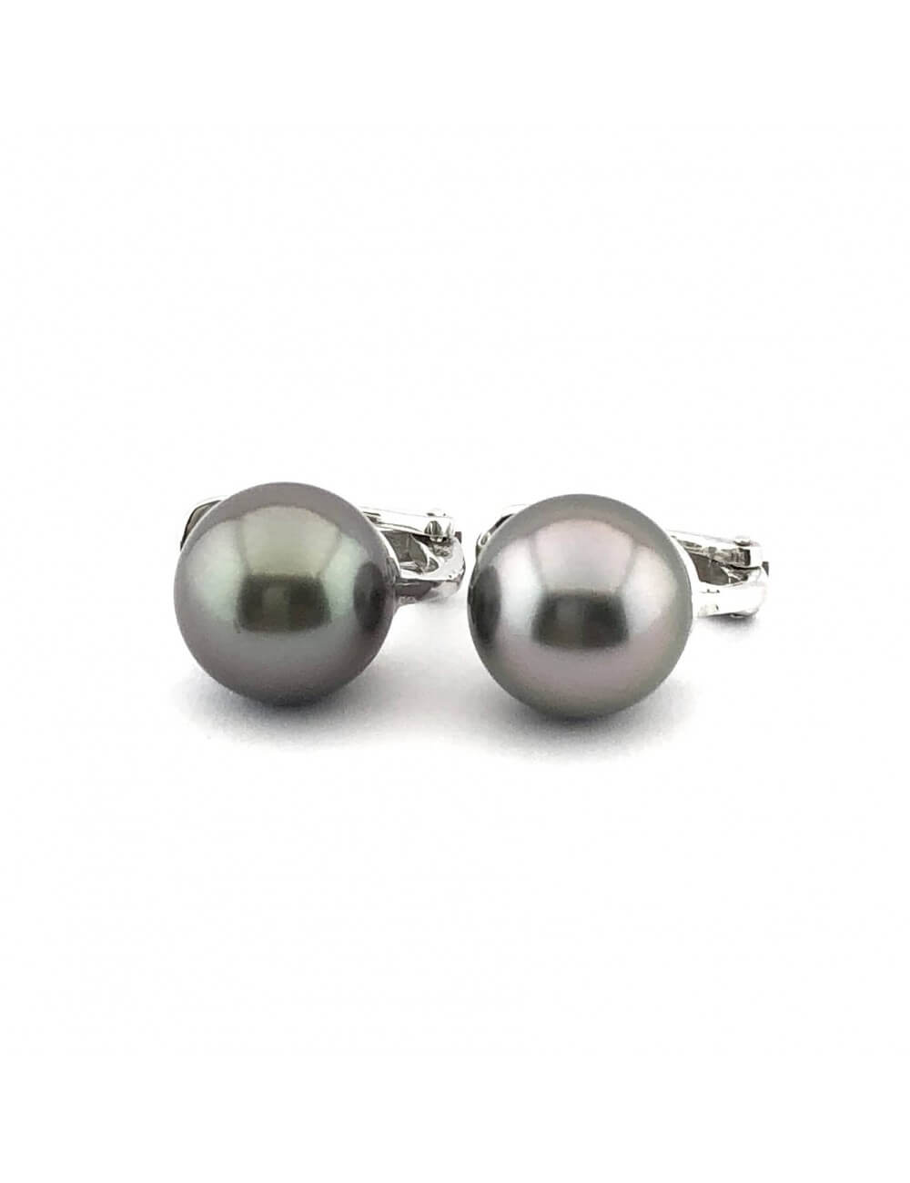 Auskarai su juodais perlais (10mm)
