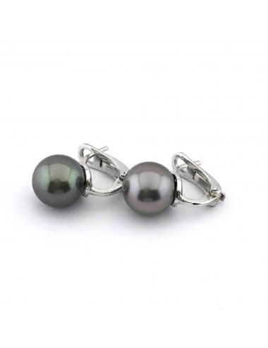 Auskarai su juodais perlais (12mm)