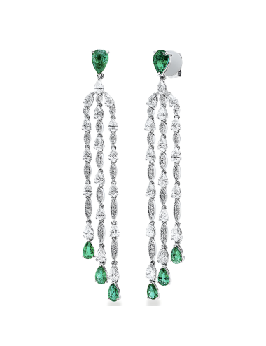 Išskirtiniai smaragdai - auskarai su smaragdais lašo formos ir deimantais (4.62 ct)