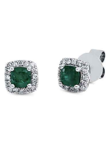 Natūralūs smaragdai - auskarai vinukai su smaragdais ir deimantais (0.78 ct)