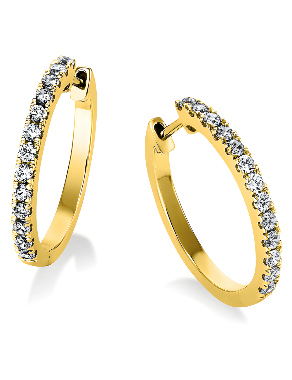 Geltono aukso auskarai rinkutės su deimantais - Deimantai (0.55 ct)