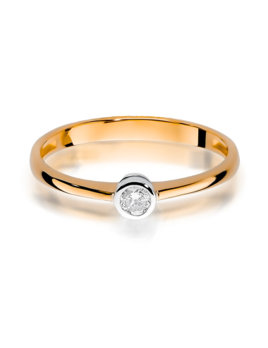 Raudono aukso sužadėtuvių žiedas su 0.08 karato deimantu - Modern