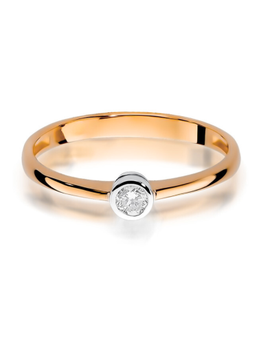 Raudono aukso sužadėtuvių žiedas su 0.10 karato deimantu - Modern