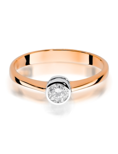 Raudono aukso sužadėtuvių žiedas su 0.25 karato deimantu - Modern