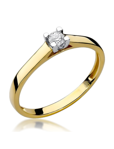 Balto aukso sužadėtuvių žiedas su 0.08 karato deimantu - Lucky