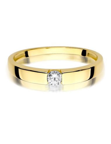 Geltono aukso sužadėtuvių žiedas su 0.12 karato deimantu - Laimė