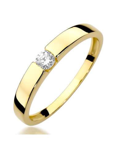 Geltono aukso sužadėtuvių žiedas su 0.12 karato deimantu - Laimė