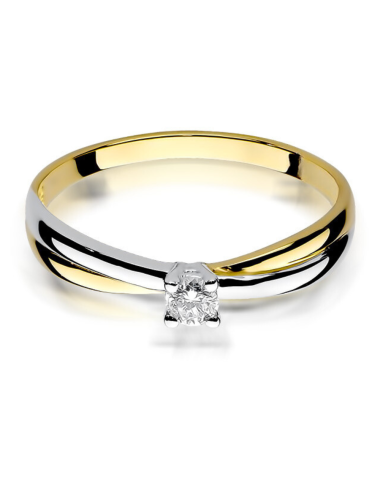 Geltono aukso modernus žiedas su deimantu 0.08 karato - Symmetry