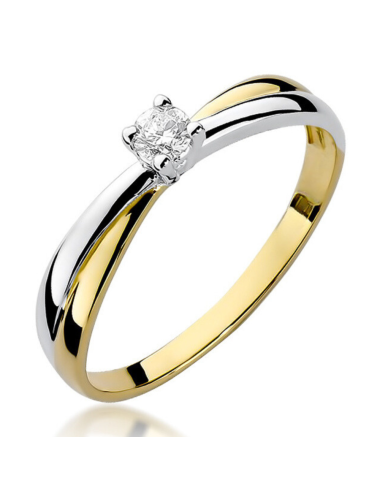 Geltono aukso modernus žiedas su deimantu 0.08 karato - Symmetry