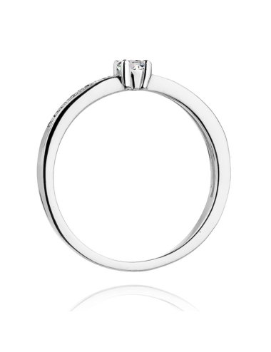 Balto aukso modernus sužadėtuvių žiedas su deimantais - Wonderful (0,13 ct)