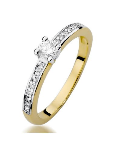 Balto aukso modernus sužadėtuvių žiedas su deimantais - Wonderful (0,28 ct) 1