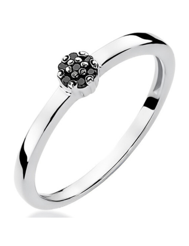 Balto aukso Halo sužadėtuvių žiedas su juodais deimantais - Beta (0,04 ct)