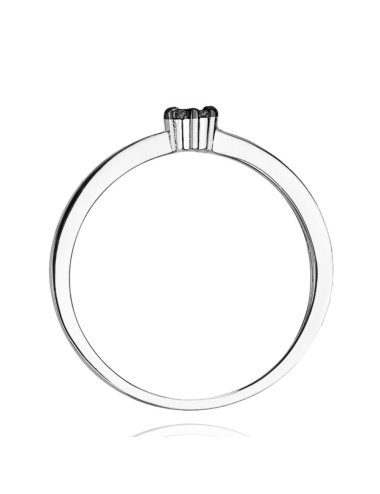 Balto aukso Halo sužadėtuvių žiedas su juodais deimantais - Beta (0,04 ct)