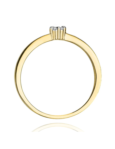 Geltono aukso Halo sužadėtuvių žiedas su deimantais - Gama (0,04 ct)