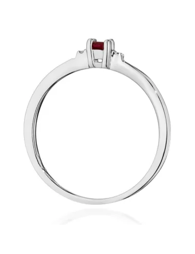 balto aukso minimalistinis sužadėtuvių žiedas su rubinu ir deimantais - Greenland (0.16 ct)