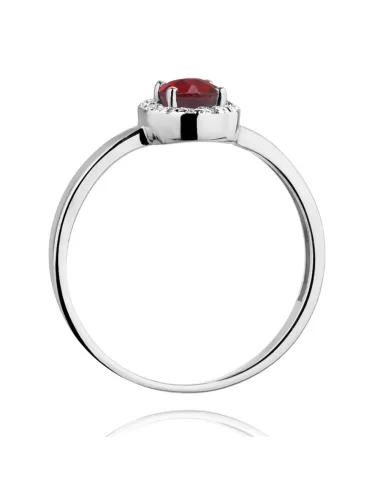 Balto aukso Halo sužadėtuvių žiedas su rubinu ir deimantais - Oval Ruby (0.68 ct)