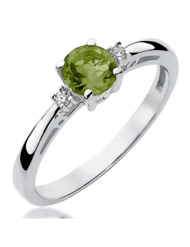 Modernus sužadėtuvių žiedas su peridotu ir deimantais - Peridotas (0.63 ct)