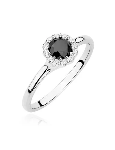 žiedas su juodu deimantu