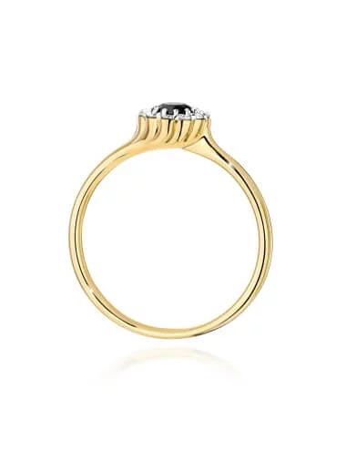 geltono aukso žiedas su juodu deimantu