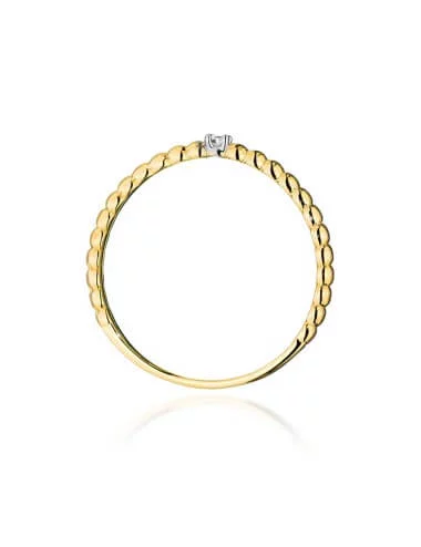 Minimalistinis geltono aukso žiedas su deimantu