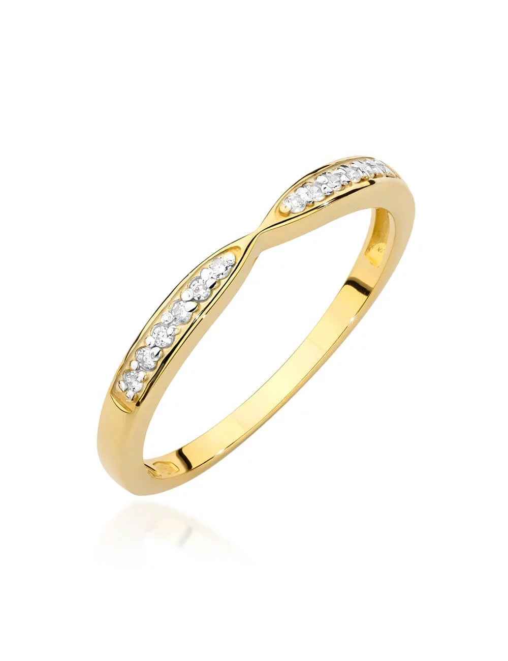 Minimalistinis geltono aukso žiedas su deimantais (0,10 ct)