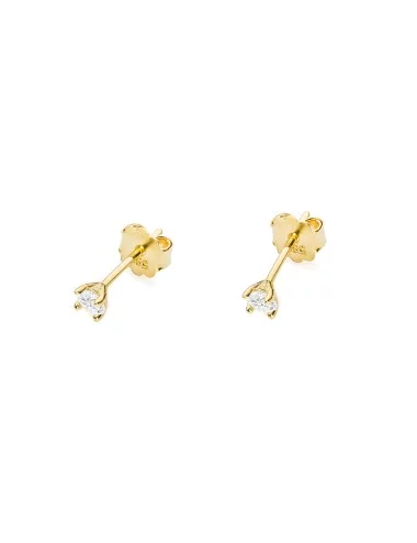 Minimalistiniai klasikiniai geltono aukso auskarai su deimantais