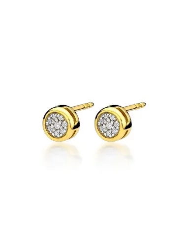 Aukso Spindesys - geltono aukso auskarai su smulkiais deimantais