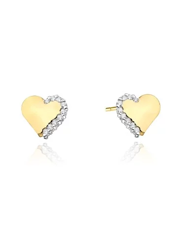 Auksinės širdelės - geltono aukso auskarai su deimantais