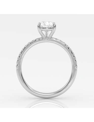 Balto aukso žiedas su žėrinčiu Emerald deimantu ir spindinčiais deimantais