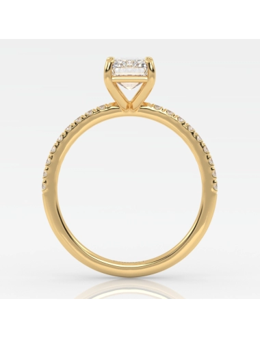 Geltono aukso žiedas su spindinčiu Ovalo formos deimantu ir deimantais