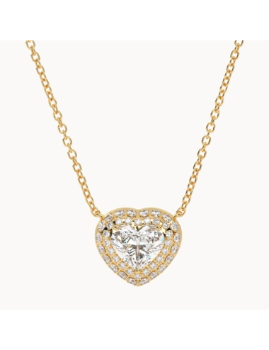geltono aukso grandinėlė ir prabangus pakabukas su deimantu Širdelės formos ir deimantais