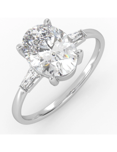 balto aukso žiedas su deimantu Ovalo formos ir deimantais