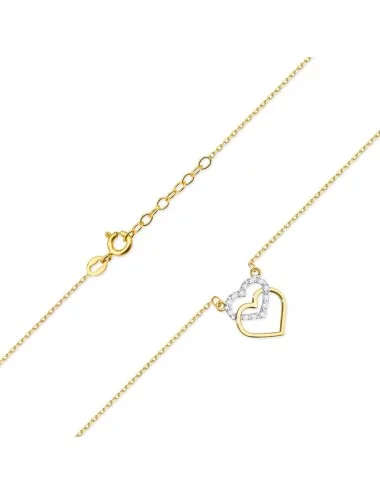 Prabanga Širdyje - geltono aukso grandinėlė ir širdutės formos pakabukas su deimantais_1