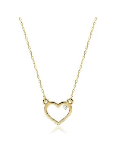 Širdies švelnumas: geltono aukso širdutės formos pakabukas su deimantu ir grandinėlė