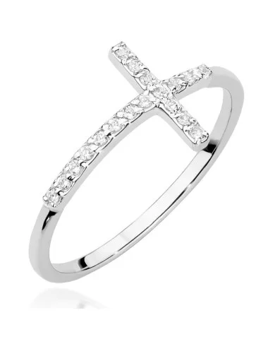 Moderni elegancija - balto aukso žiedas su deimantais