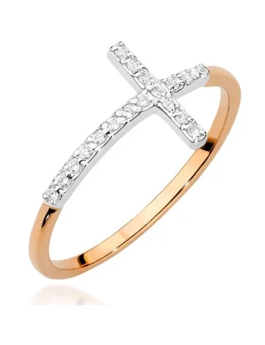 Moderni elegancija - raudono aukso žiedas su deimantais