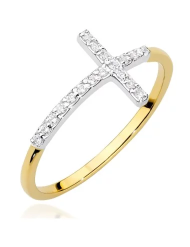 Moderni elegancija - geltono aukso žiedas su deimantais