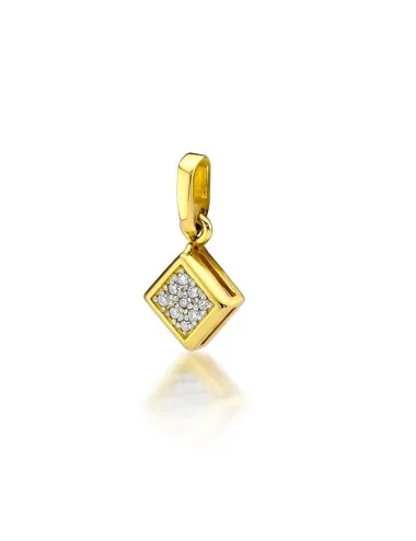 Deimantinis kvadratas - geltono aukso pakabukas su deimantais