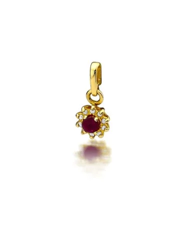 Deimantinis rubinas - geltono aukso pakabukas su rubinu ir deimantais