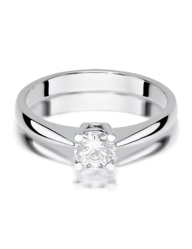 Žiedo Elegancija - balto aukso klasikinis žiedas su deimantais