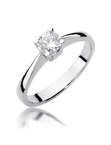 Žiedo Elegancija - balto aukso klasikinis žiedas su deimantais