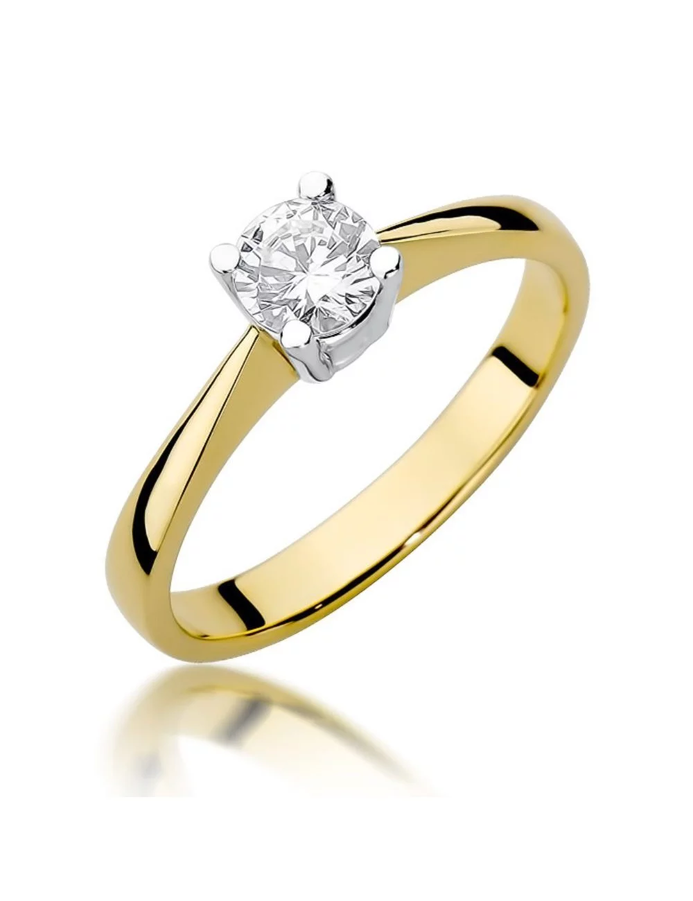 Žiedo Elegancija - geltono aukso klasikinis žiedas su deimantais