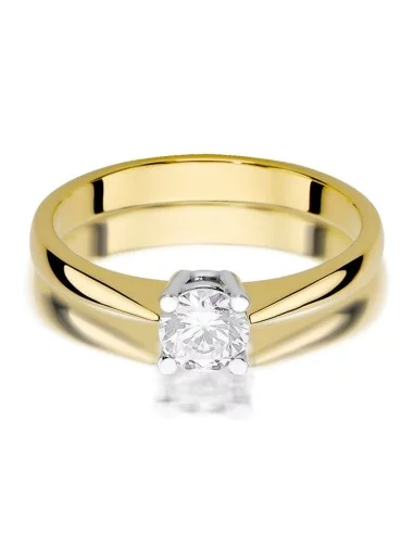 Žiedo Elegancija - geltono aukso klasikinis žiedas su deimantais