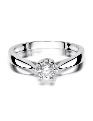 Klasikinė Elegancija - klasikinis balto aukso žiedas su deimantu (0,20 ct)_1