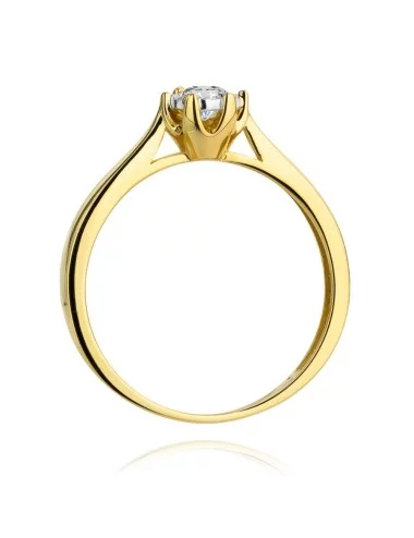 Klasikinė Elegancija - klasikinis geltono aukso žiedas su deimantu