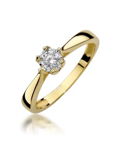 Klasikinė Elegancija - klasikinis geltono aukso žiedas su deimantu