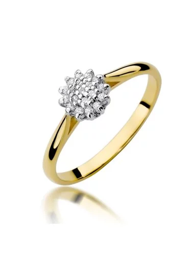 Švytinti Žvaigždė - geltono aukso žiedas su deimantais