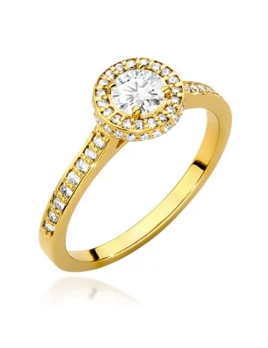Išskirtinis Halo - geltono aukso žiedas su deimantais