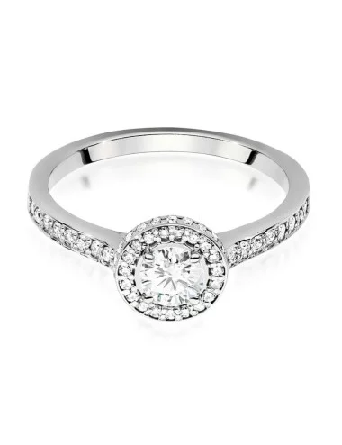 Išskirtinis Halo - balto aukso žiedas su deimantais