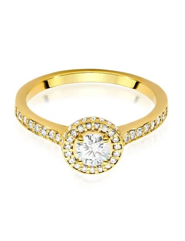 Išskirtinis Halo - geltono aukso žiedas su deimantais
